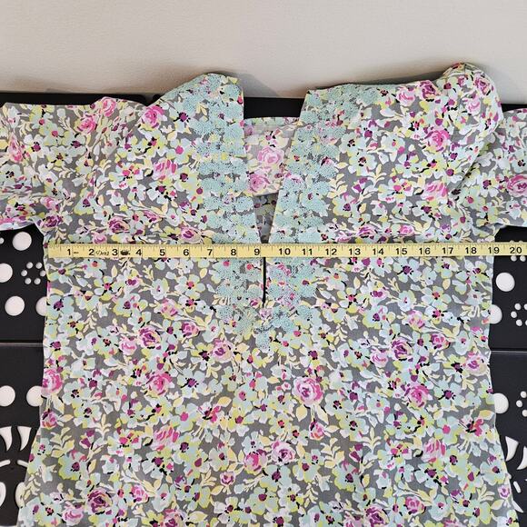 Tyler Boe Floral Tunic Dress Green Embroidered Casual Mini Length | Women's 8 - Picture 3 of 16